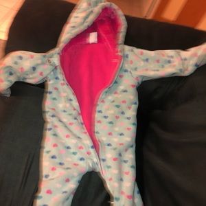 Pink and blue rainbow heart snow suit